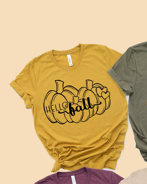 #433... Hello Fall 3 pumpkins Black. Ships 7/21