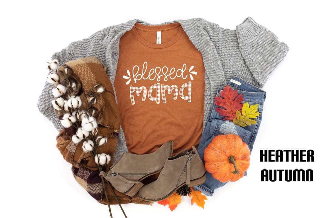 #573... Blessed Mama Plaid Ships 10/2