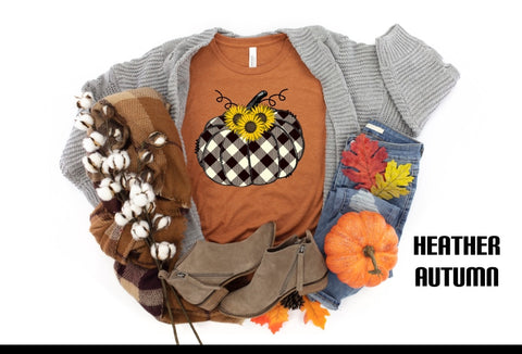 #818... H.H. Plaid Pumpkin with Sunflower. Ships 8/13