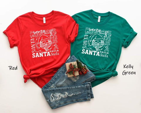 #646... Santa White Typography. Ships 9/24