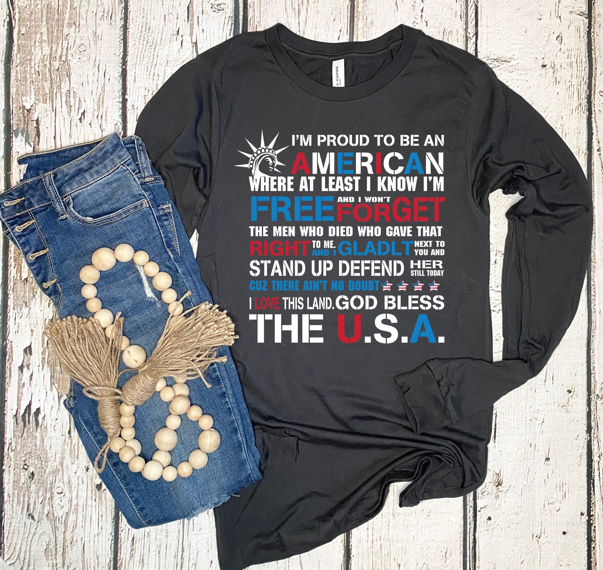 H.H. Im proud to be an american color. Ships 9/3
