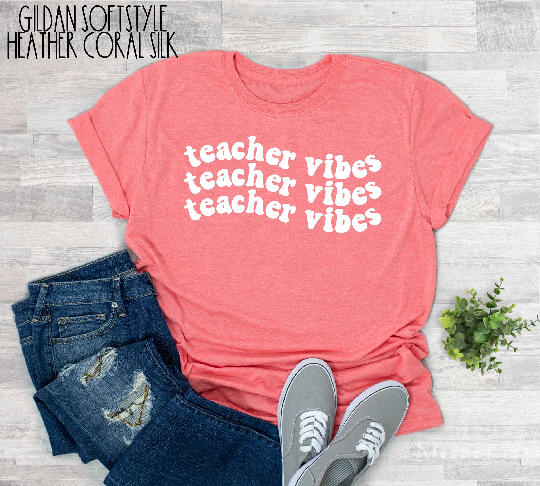 Teacher Vibes White Retro. Ships July 1