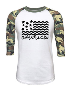 #610... America Zig zag flag black. Ships 4/6